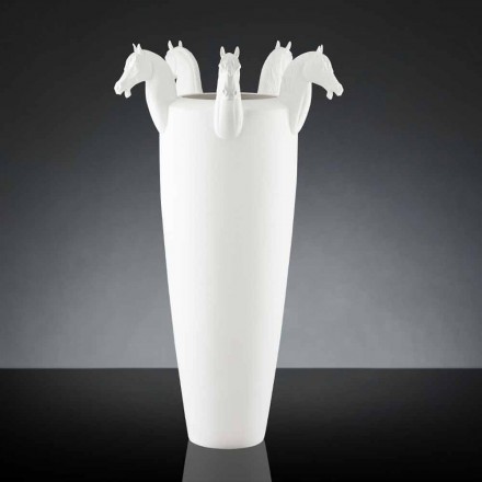 Grand Vase d'Intérieur en Céramique Blanche ou Or Brillant Fabriqué en Italie - Jacky Viadurini