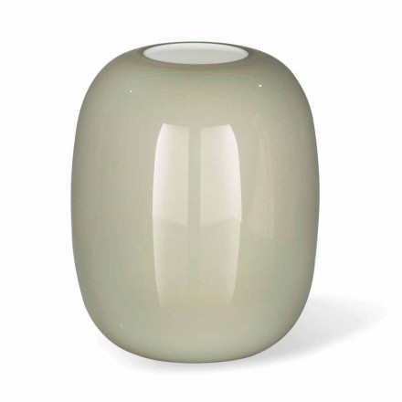 Vase artisanal en verre brillant blanc ou gris fabriqué en Italie - Malindi Viadurini