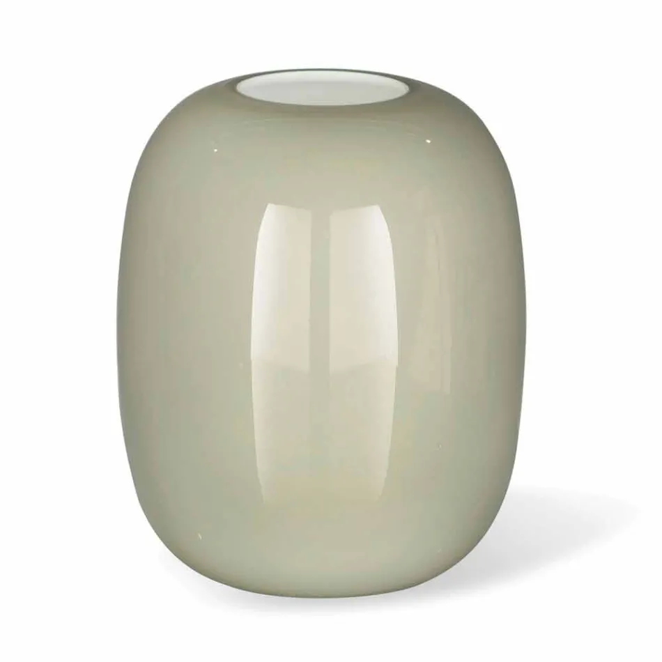 Vase artisanal en verre brillant blanc ou gris fabriqué en Italie - Malindi Viadurini