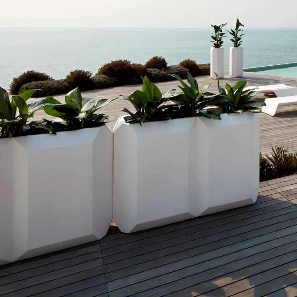 Vase intérieur ou extérieur blanc en plastique de 3 tailles - Gem by Myyour Viadurini