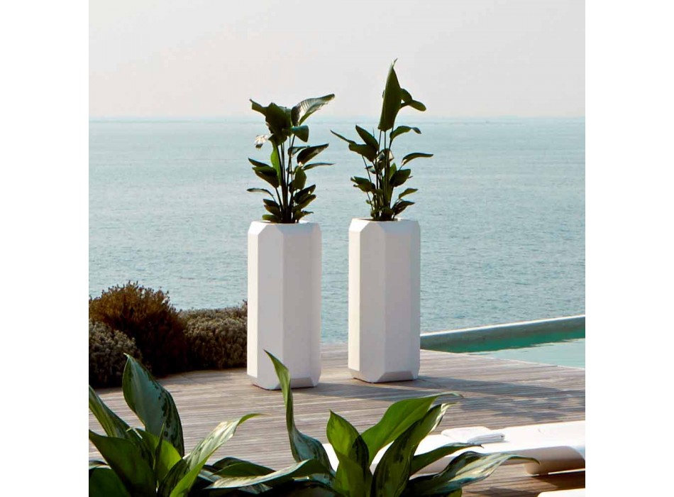 Vase intérieur ou extérieur blanc en plastique de 3 tailles - Gem by Myyour Viadurini