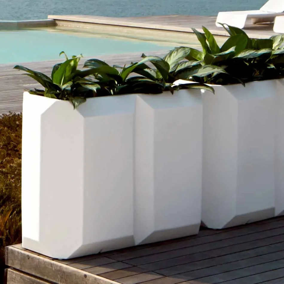 Vase intérieur ou extérieur blanc en plastique de 3 tailles - Gem by Myyour Viadurini