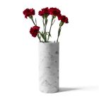 Vase Cylindrique en Marbre de Carrare Blanc Satiné Design Italien - Murillo Viadurini