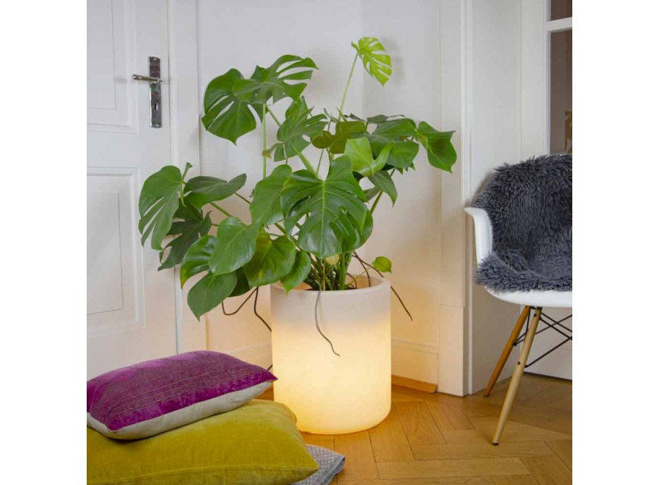 Vase avec éclairage de jardin ou salon design moderne coloré - Cilindrostar Viadurini