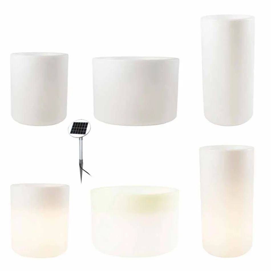 Vase avec éclairage solaire ou design LED pour intérieur ou extérieur - Cilindrostar Viadurini