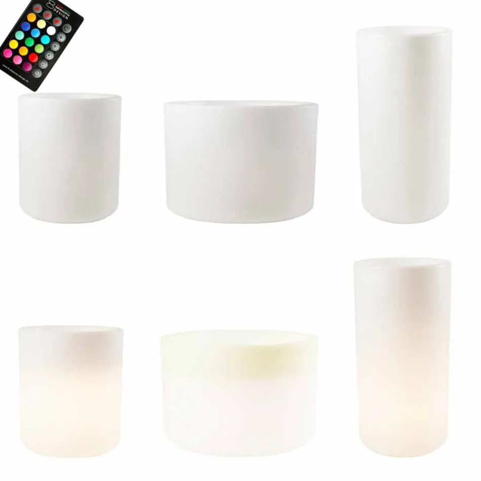 Vase avec éclairage solaire ou design LED pour intérieur ou extérieur - Cilindrostar Viadurini