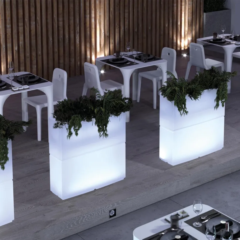 Vase d'extérieur lumineux bicolore en polyéthylène, fabriqué en Italie - Lambo Viadurini