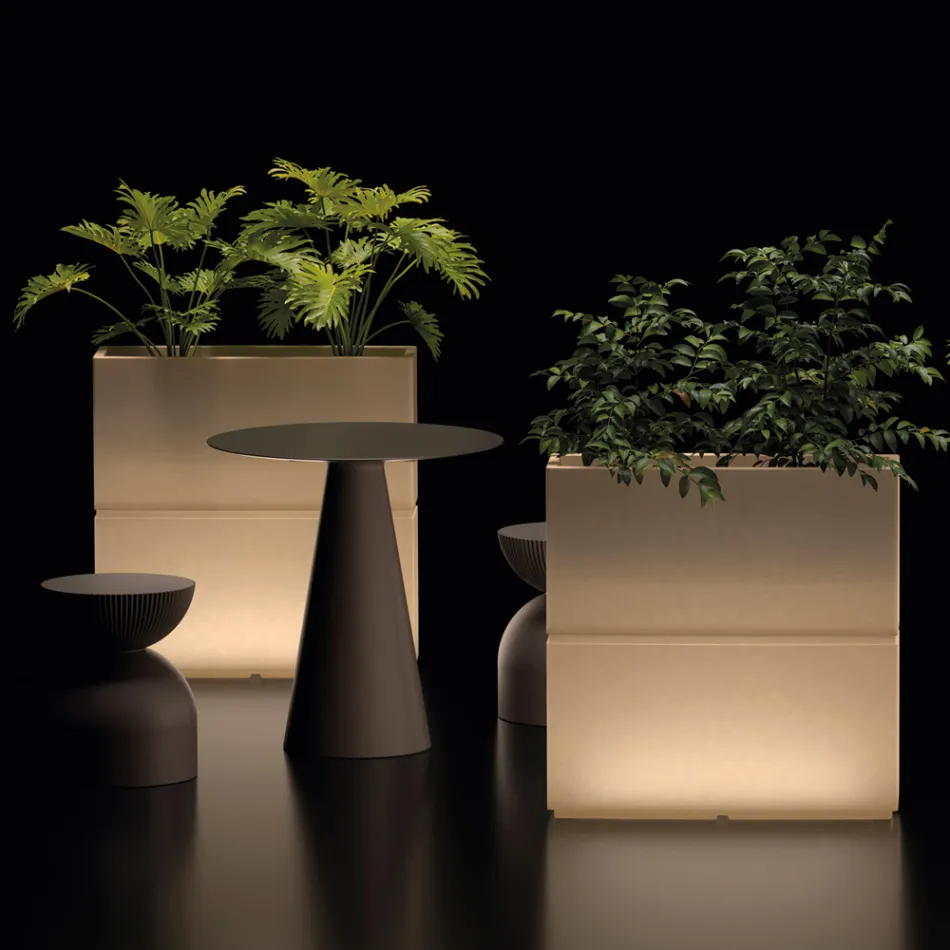 Vase d'extérieur lumineux bicolore en polyéthylène, fabriqué en Italie - Lambo Viadurini