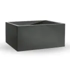 Vase d'extérieur rectangulaire en polyéthylène coloré fabriqué en Italie - Gris Viadurini