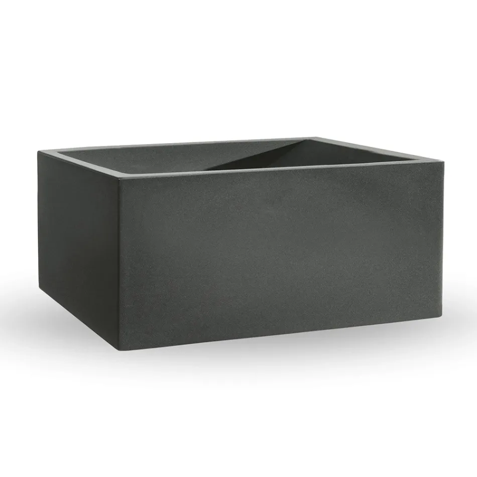 Vase d'extérieur rectangulaire en polyéthylène coloré fabriqué en Italie - Gris Viadurini