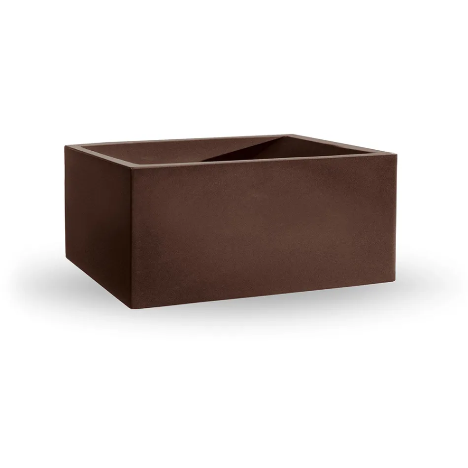 Vase d'extérieur rectangulaire en polyéthylène coloré fabriqué en Italie - Gris Viadurini