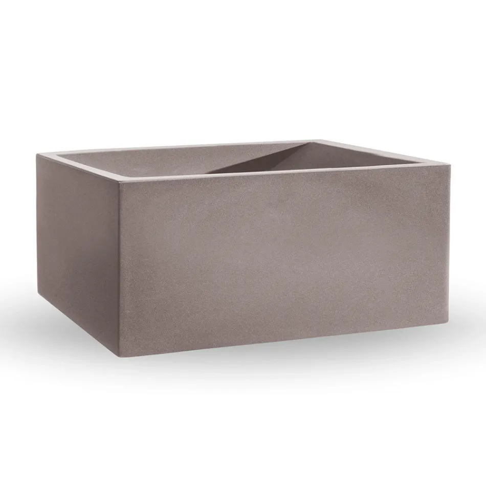 Vase d'extérieur rectangulaire en polyéthylène coloré fabriqué en Italie - Gris Viadurini