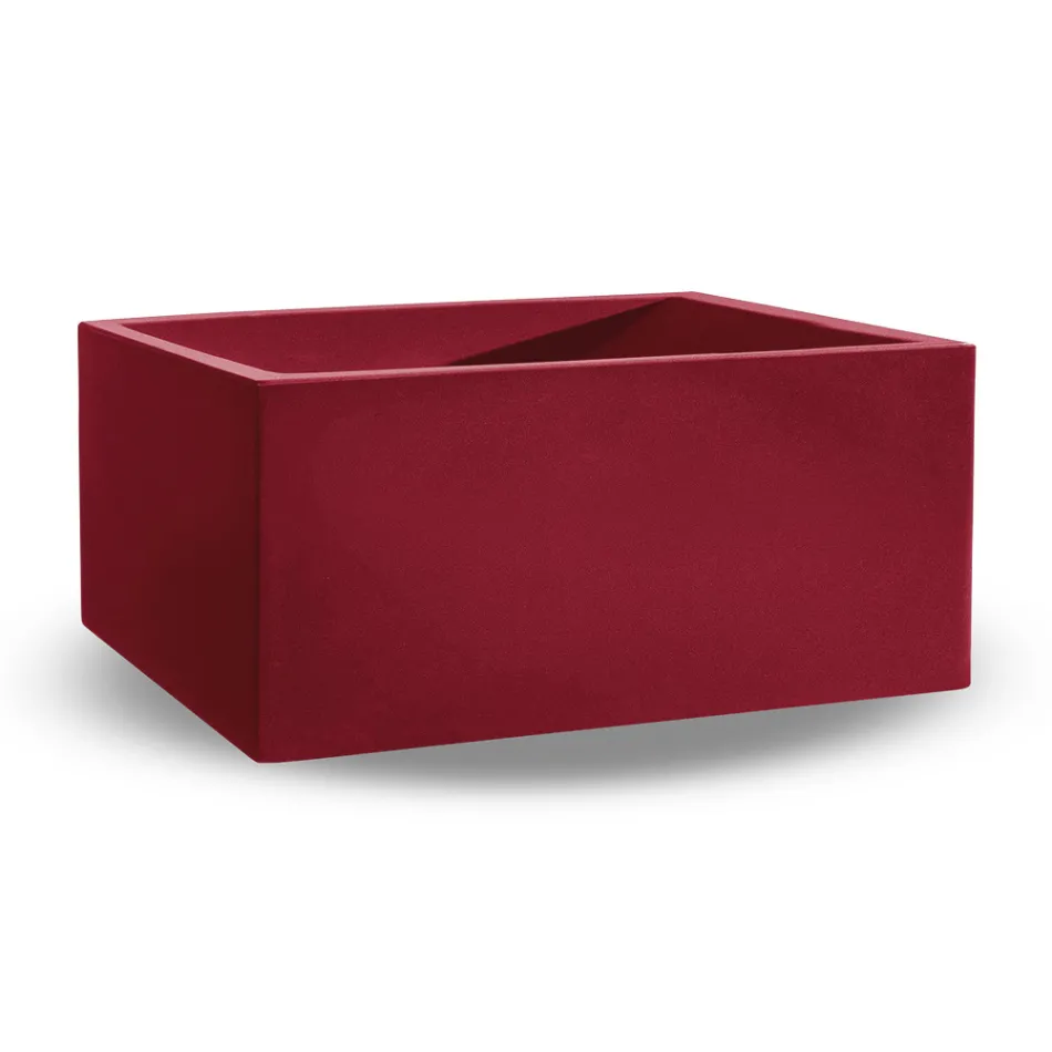 Vase d'extérieur rectangulaire en polyéthylène coloré fabriqué en Italie - Gris Viadurini