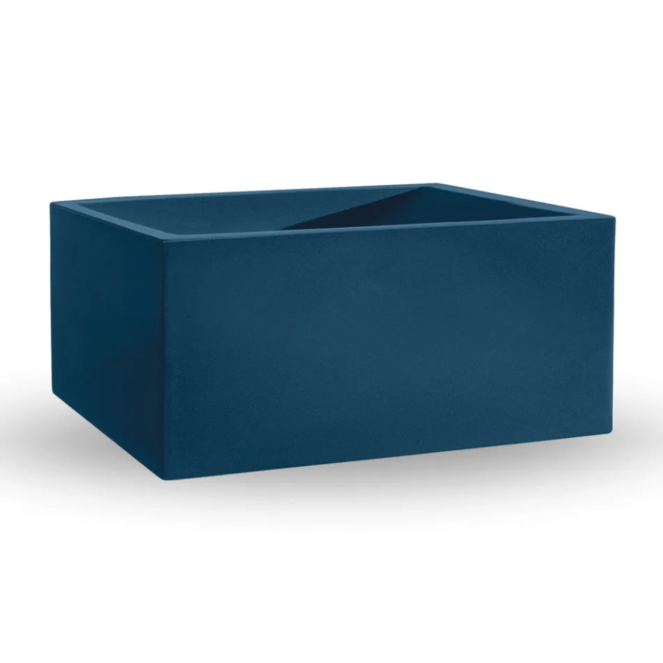 Vase d'extérieur rectangulaire en polyéthylène coloré fabriqué en Italie - Gris Viadurini