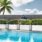 Vase d'extérieur rectangulaire en polyéthylène coloré fabriqué en Italie - Gris Viadurini