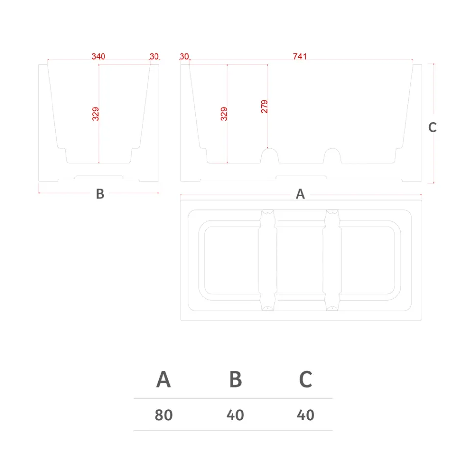 Vase d'extérieur rectangulaire en polyéthylène coloré fabriqué en Italie - Gris Viadurini