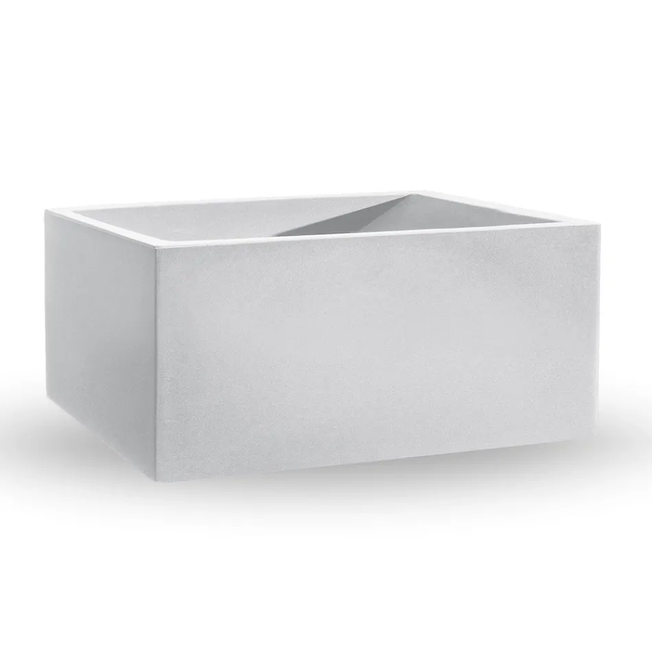 Vase d'extérieur rectangulaire en polyéthylène coloré fabriqué en Italie - Gris Viadurini