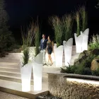 Vase d'extérieur lumineux en polyéthylène blanc fabriqué en Italie - Galileo Viadurini