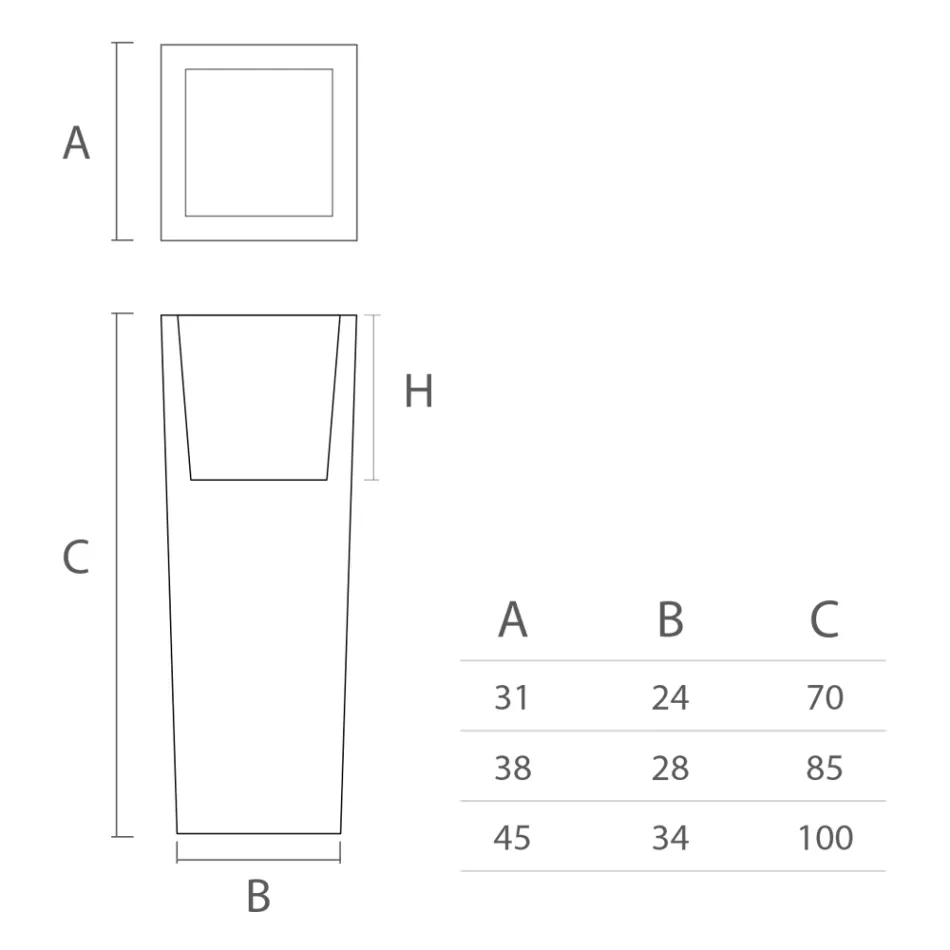 Vase d'extérieur carré en polyéthylène coloré Made in Italy - Marilard Viadurini