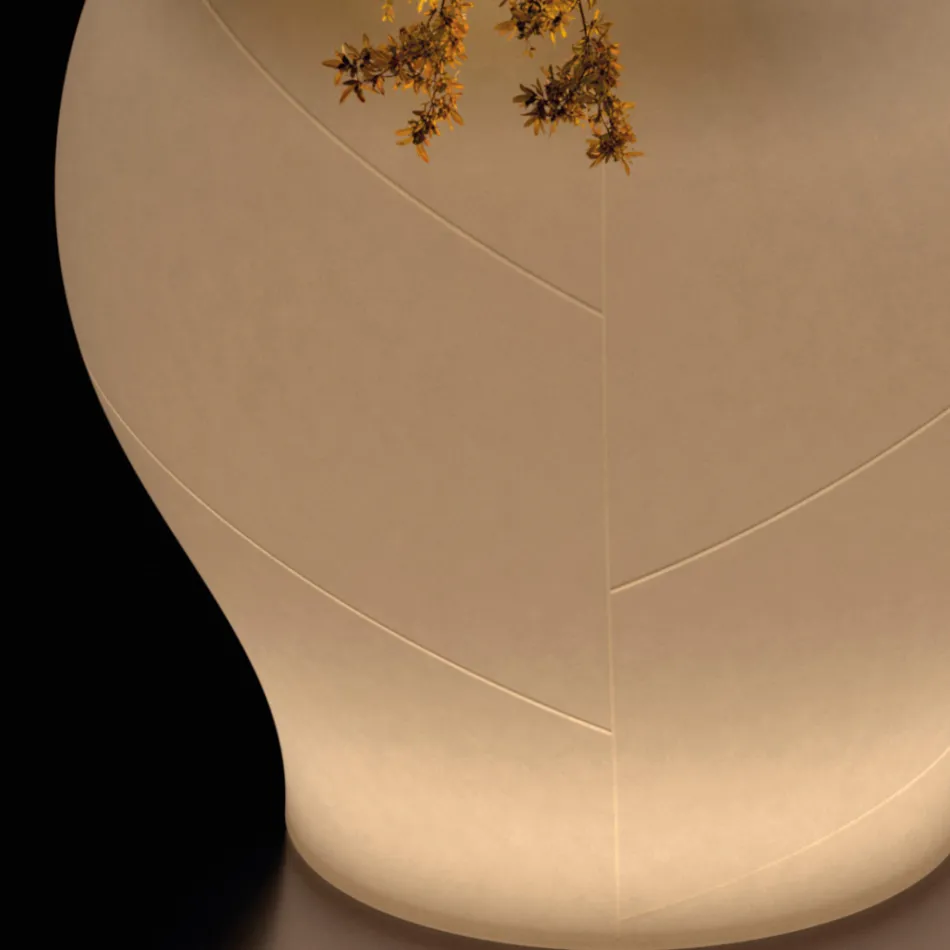 Vase de jardin lumineux en polyéthylène albâtre, fabriqué en Italie - Lotus Viadurini