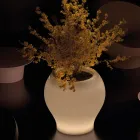 Vase de jardin lumineux en polyéthylène albâtre, fabriqué en Italie - Lotus Viadurini