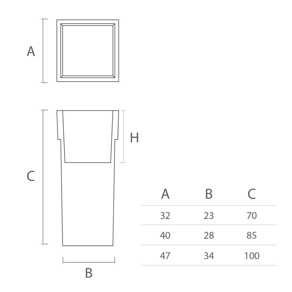 Pot de jardin carré en polyéthylène coloré fabriqué en Italie - Vidal Viadurini