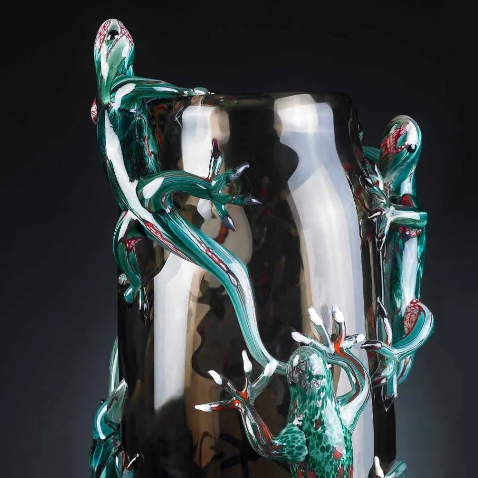 Vase d'intérieur fait main en verre coloré avec geckos Made in Italy - Geco Viadurini