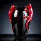 Vase d'intérieur en vitrail avec geckos fait à la main en Italie - Geco Viadurini