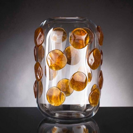 Vase d'intérieur en verre de Murano avec détails colorés Made in Italy - Mirtos Viadurini