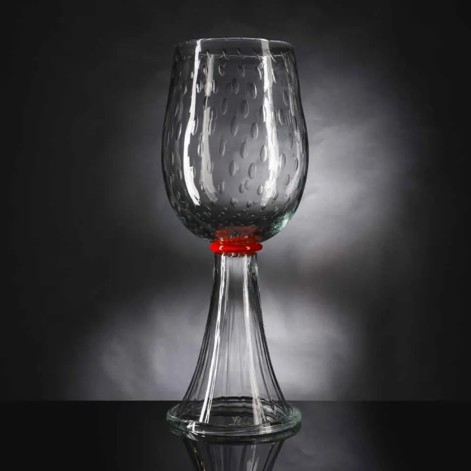 Vase d'intérieur en verre de Murano avec détail rouge Made in Italy - Copernicus Viadurini