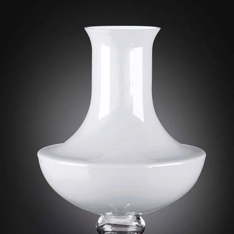 Vase d'intérieur moderne en verre blanc et transparent fabriqué en Italie - Portos Viadurini
