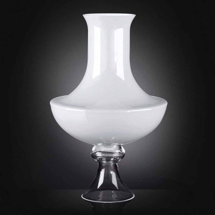 Vase d'intérieur moderne en verre blanc et transparent fabriqué en Italie - Portos Viadurini