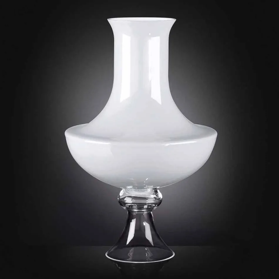 Vase d'intérieur moderne en verre blanc et transparent fabriqué en Italie - Portos Viadurini