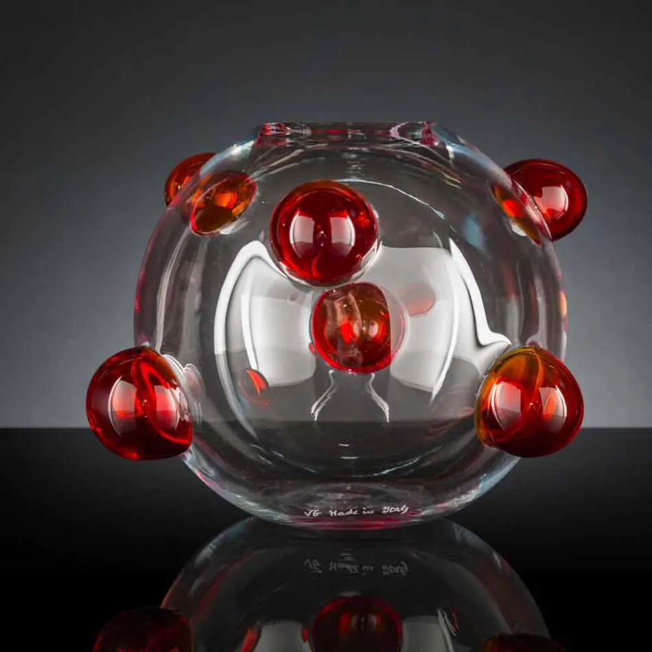 Vase d'intérieur rond en verre de Murano soufflé fabriqué en Italie - Astore Viadurini