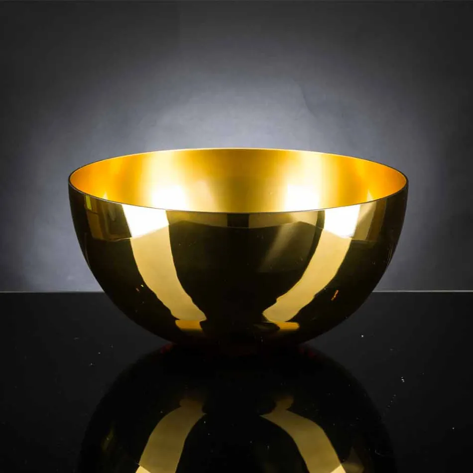 Vase d'intérieur rond en verre soufflé finition or 24 carats fabriqué en Italie - Doré Viadurini