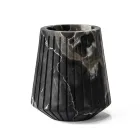 Vase Bas Décoratif en Marbre Portoro à Motif Rayé Fabriqué en Italie - Le Caire Viadurini