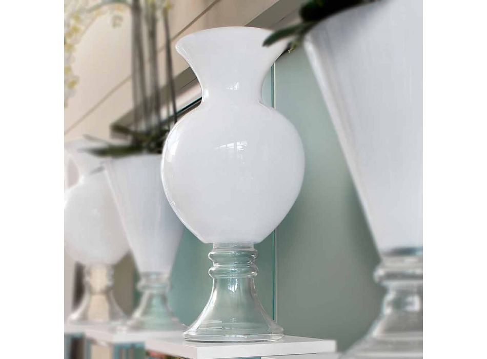 Vase décoratif d'intérieur en verre blanc et transparent fabriqué en Italie - Frodino Viadurini