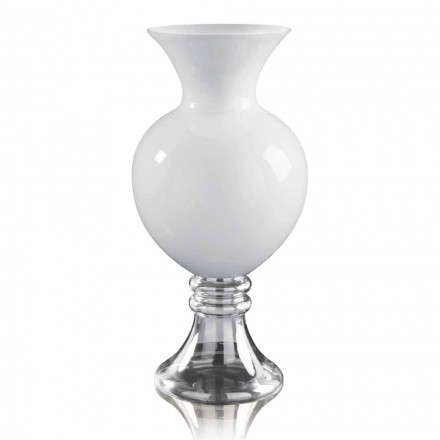 Vase décoratif d'intérieur en verre blanc et transparent fabriqué en Italie - Frodino Viadurini