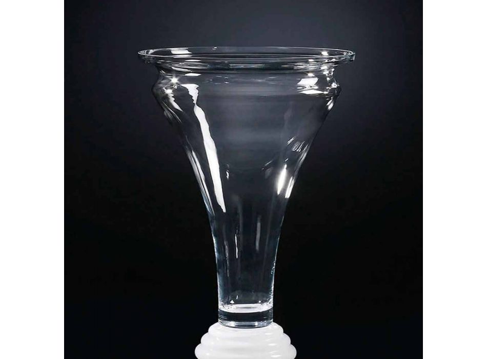 Vase en verre décoratif d'intérieur avec base blanche fabriqué en Italie - Catia Viadurini
