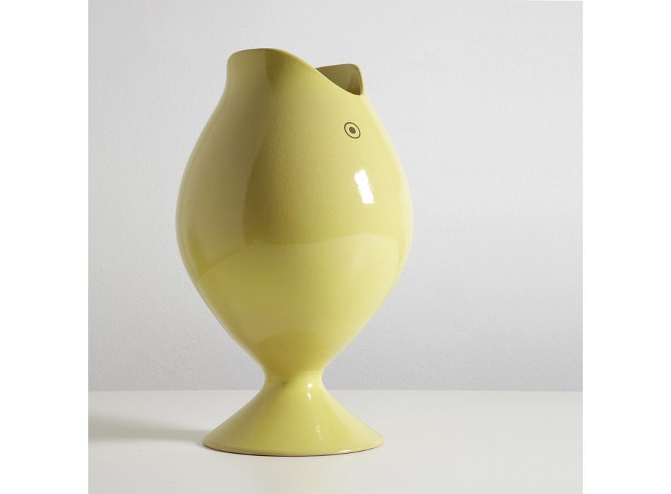 Vase design décoratif en forme de poisson roi en céramique Made in Italy - Rey Viadurini