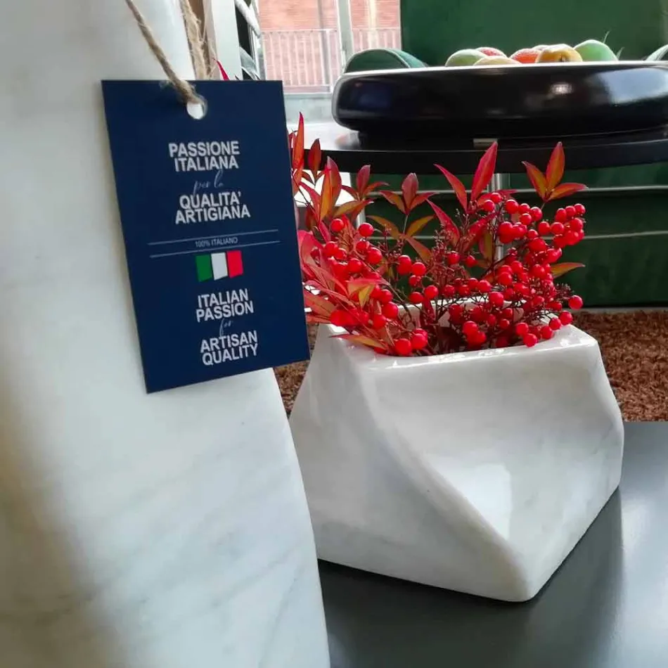 Vase Design Décoratif en Bardiglio ou Marbre de Carrare Made in Italy - Prisma Viadurini