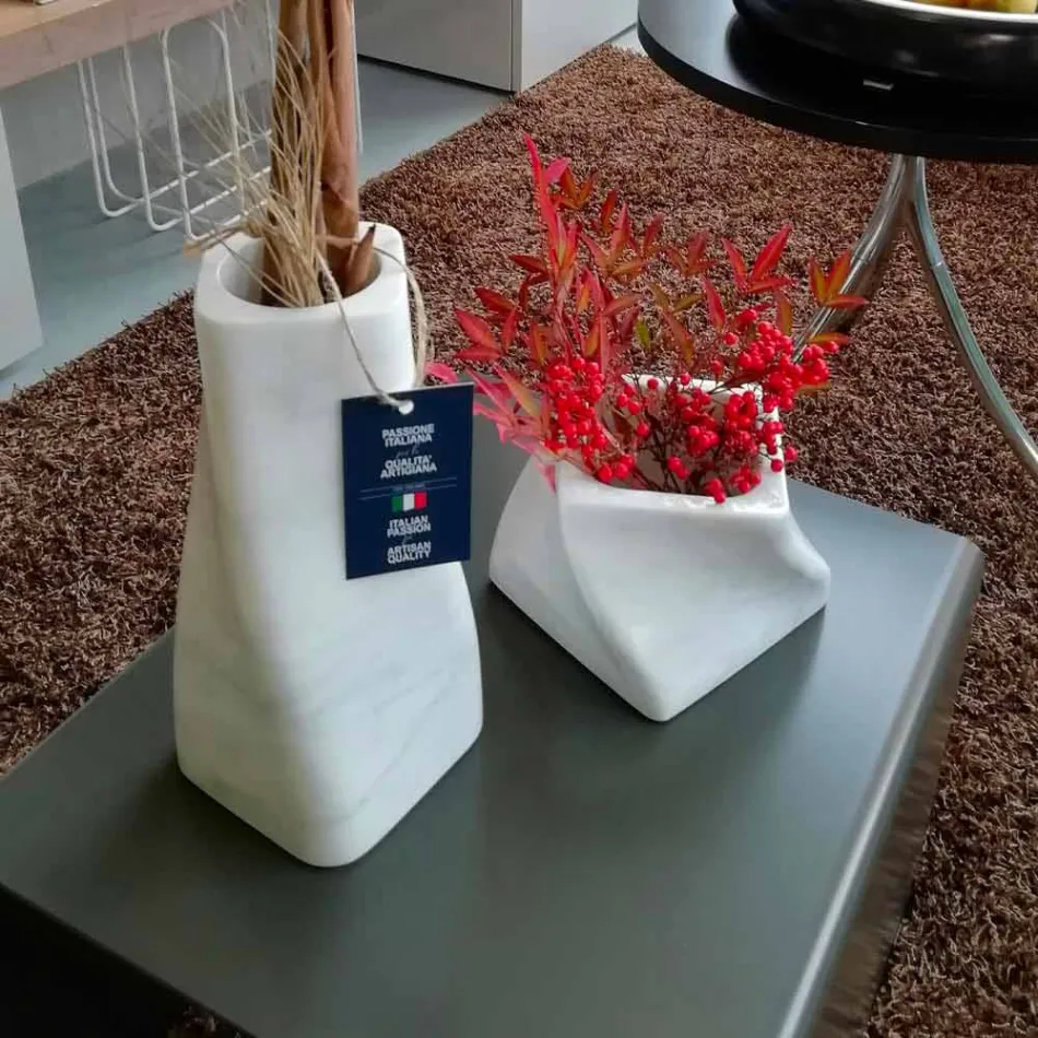 Vase Design Décoratif en Bardiglio ou Marbre de Carrare Made in Italy - Prisma Viadurini