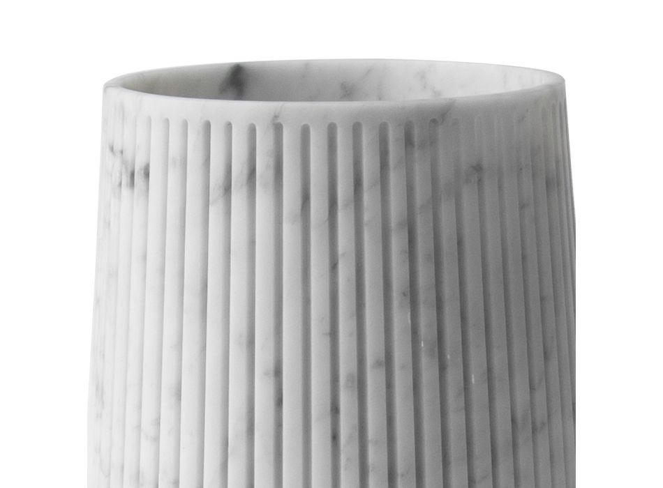 Vase Décoratif en Marbre de Carrare Blanc ou Design Portoro à Rayures - Le Caire Viadurini