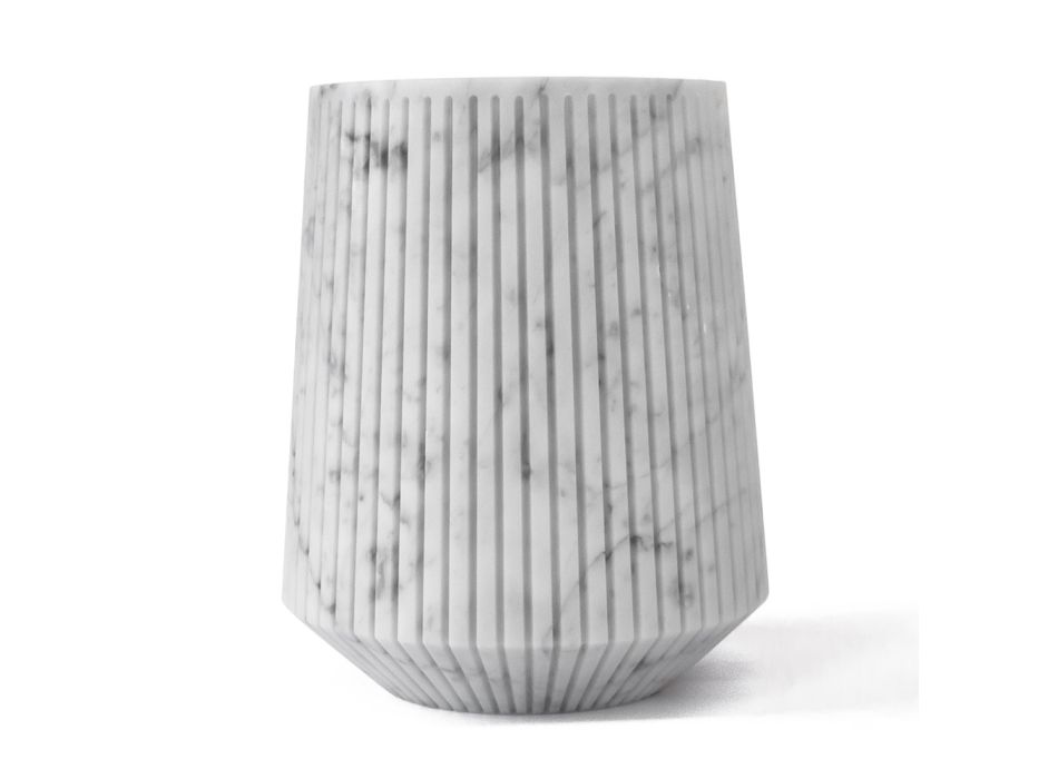 Vase Décoratif en Marbre de Carrare Blanc ou Design Portoro à Rayures - Le Caire Viadurini