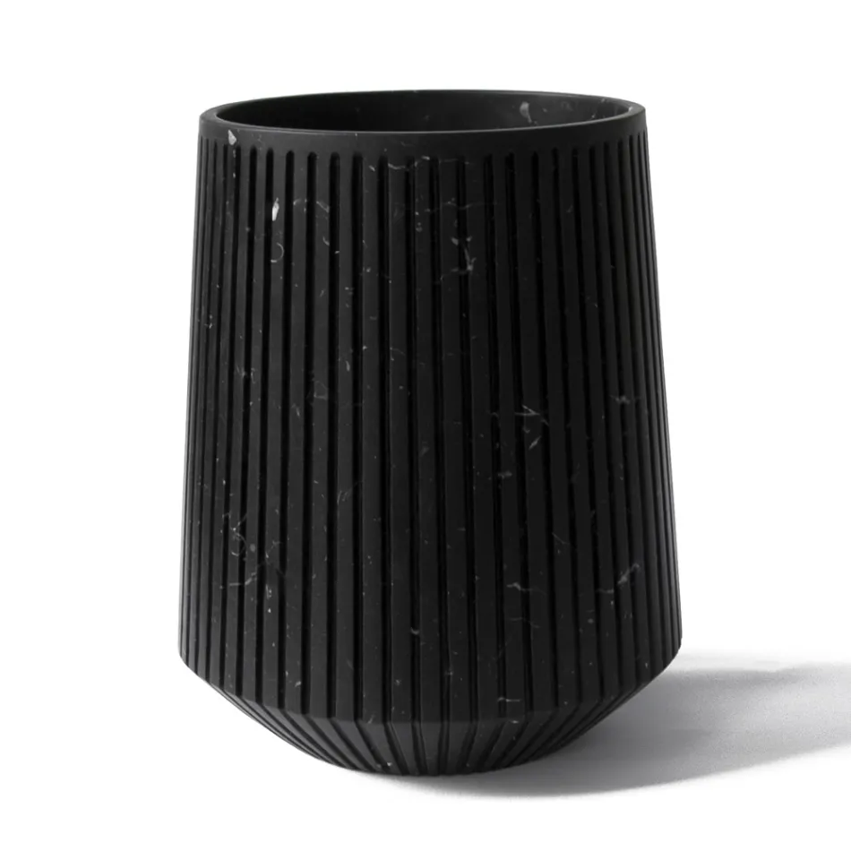 Vase Décoratif en Marbre de Carrare Blanc ou Design Portoro à Rayures - Le Caire Viadurini
