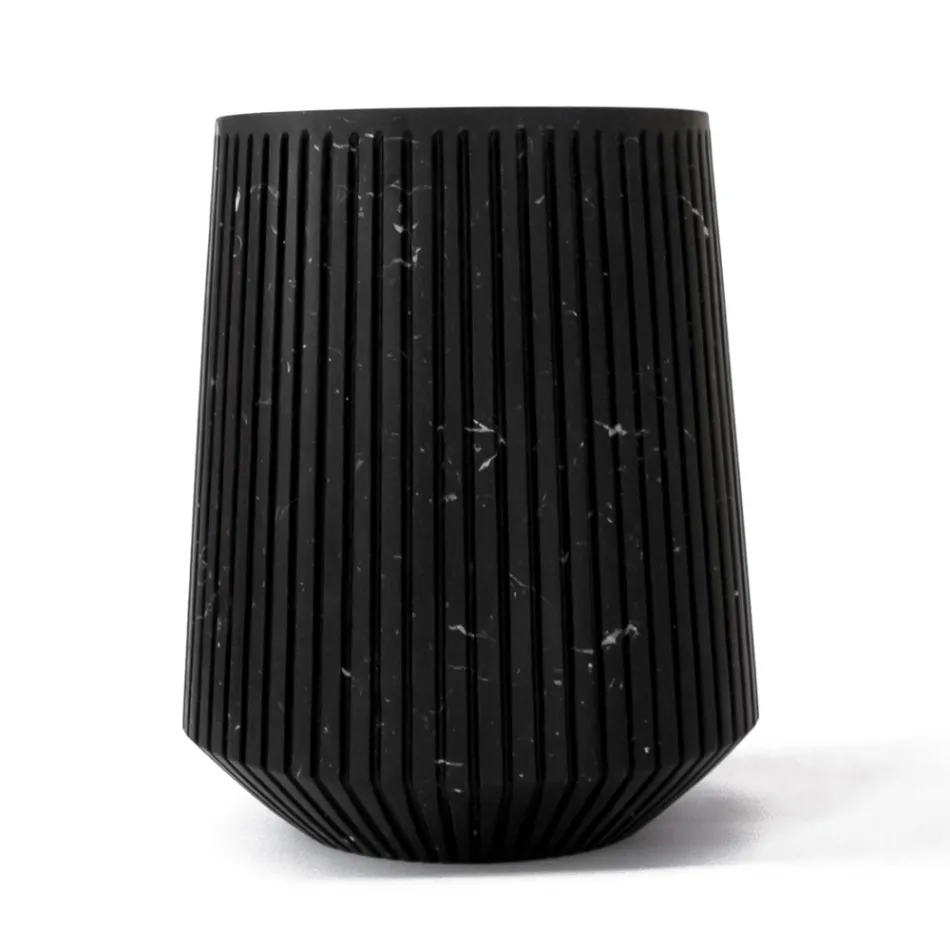 Vase Décoratif en Marbre de Carrare Blanc ou Design Portoro à Rayures - Le Caire Viadurini