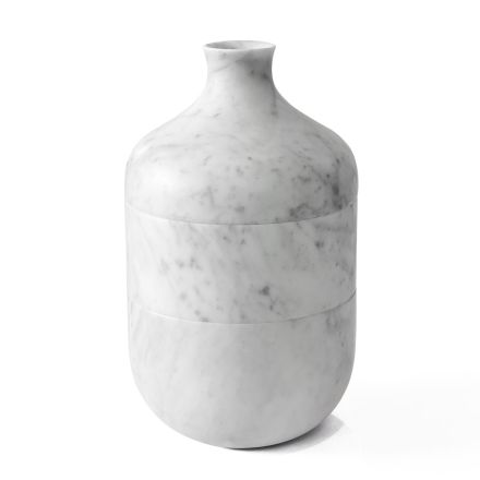 Vase Décoratif en Marbre de Carrare Blanc Design Luxe Italien - Calar Viadurini