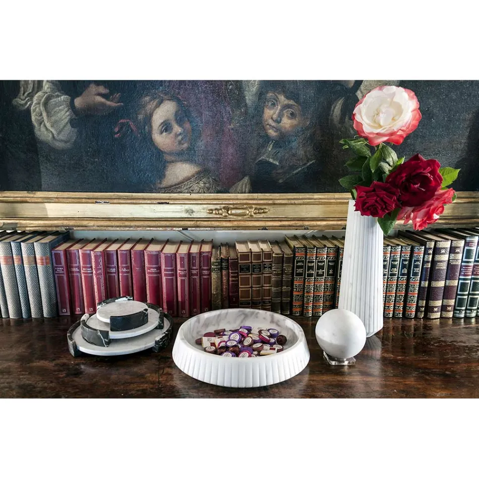 Vase décoratif moderne en marbre blanc de Carrare fabriqué en Italie - Le Caire Viadurini