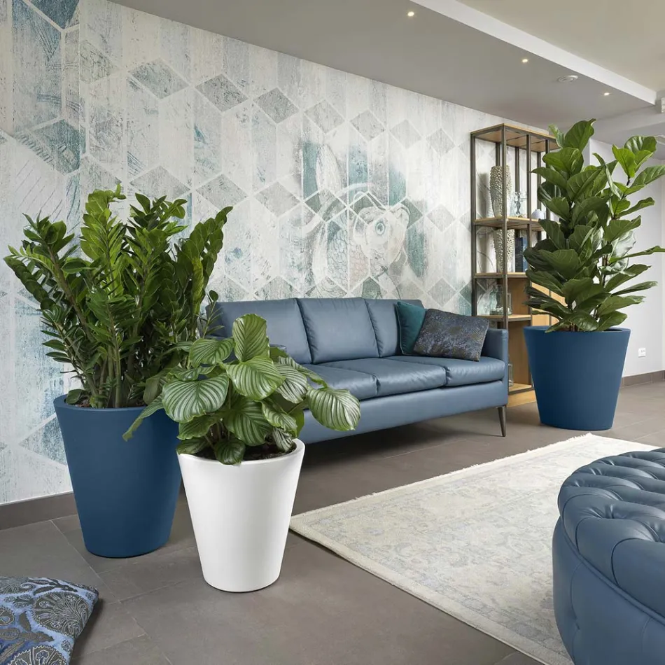 Vase décoratif rond en polyéthylène coloré fabriqué en Italie - Mengo Viadurini