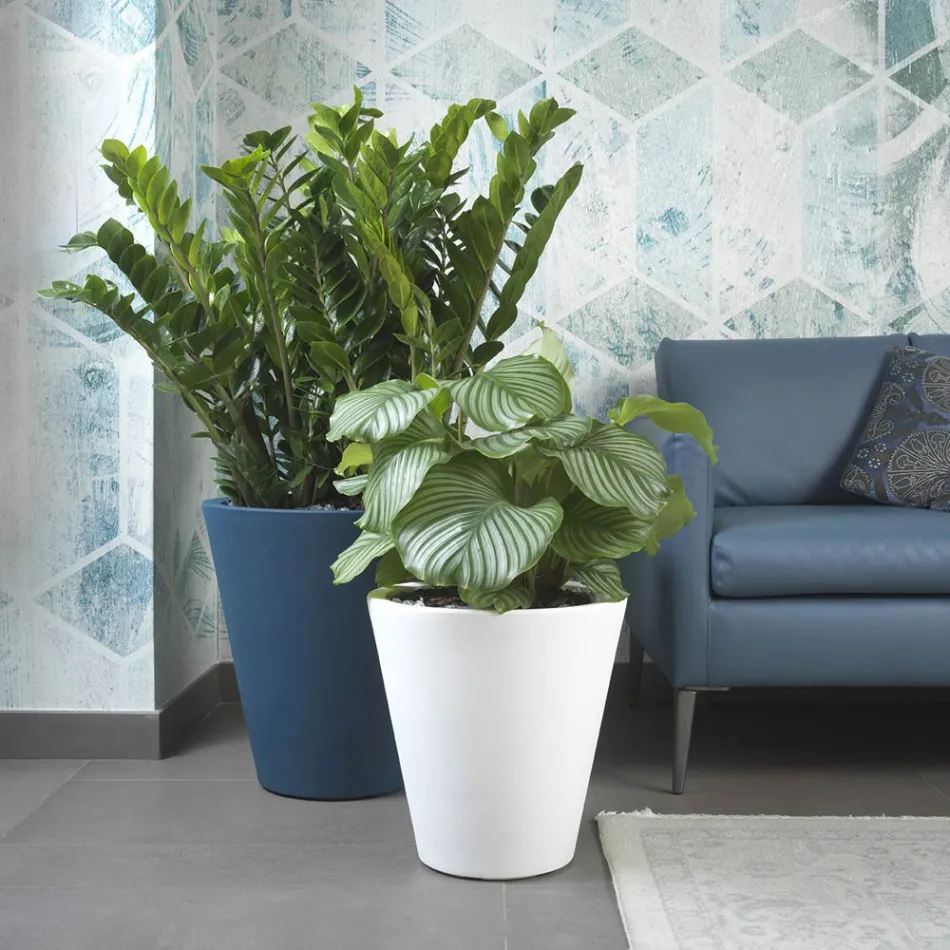 Vase décoratif rond en polyéthylène coloré fabriqué en Italie - Mengo Viadurini